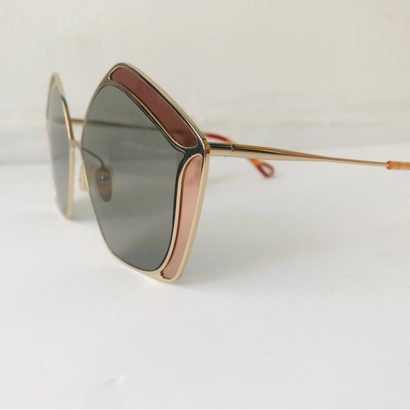 New - Chloé CH0026S Gemma metal and acetate pentagon-frame sunglasses - Picture 12 of 16